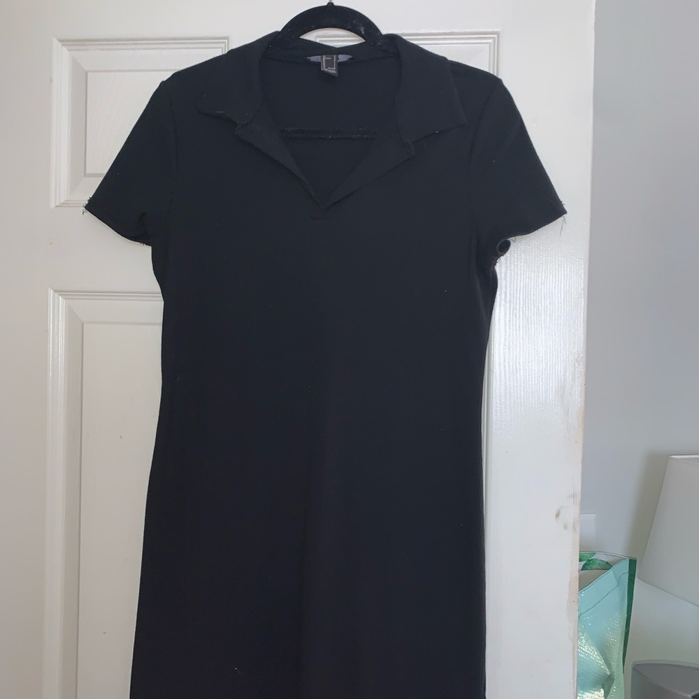 ribbed collared stretchy dress